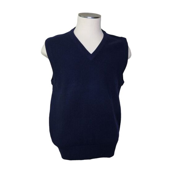 Lord & Taylor Men's Sz M Sweater Vest Blue 100% Lambswool Eclectic Granddad - Picture 1 of 9